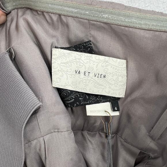 ANTHROPOLOGIE VA ET VIEN BHLDN Strapless Mini Dress Womens 4 Gray Tulle Pleat - Picture 12 of 13